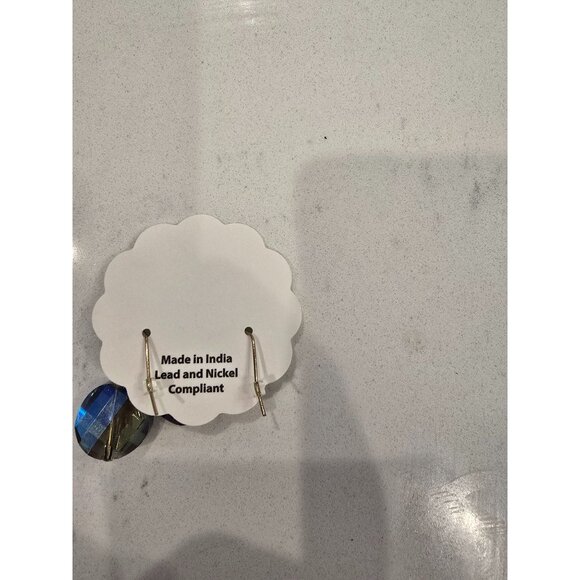 Round Abalone & Resin Dangle Earrings Made In India Lead & Nickel Compliant - Picture 2 of 3